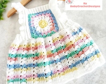 Daisy Sundress Crochet Pattern in Sizes Newborn to 8 years PDF Digital Download