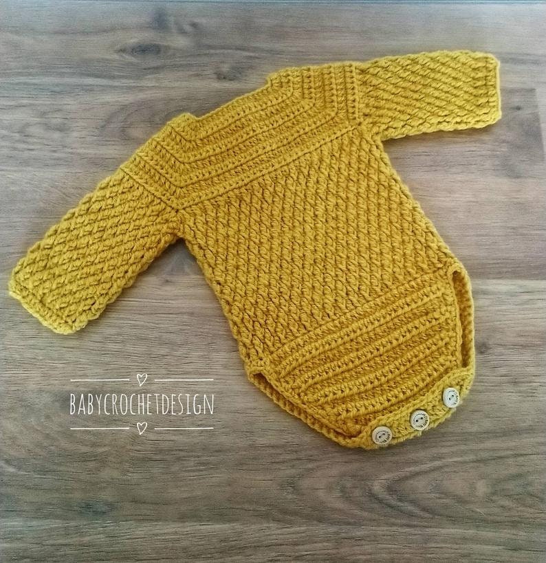 Patrón de crochet para mameluco de bebé alpino, tamaños desde prematuro hasta 2 años, descarga digital en PDF imagen 5