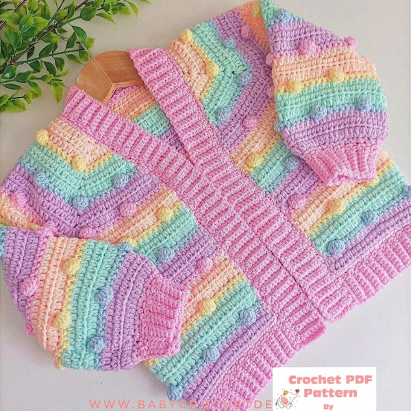 Child Skyler Cardigan Crochet Pattern PDF Digital download sizes Preemie to 10 years