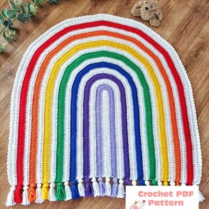 Rainbow Stripes Blanket Crochet Pattern Digital Download PDF