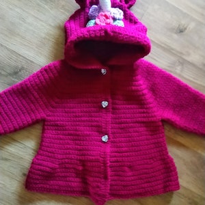 Child Size Unicorn Dreams Hooded Jacket Crochet Pattern Sizes 2-3, 3-4, 4-5, 5-6, 6-7 and 7-8 Years Digital Download PDF image 3