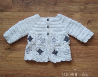 Granny Cardigan Crochet Pattern in Sizes 0-3 Months to 6 Years Digital Download PDF