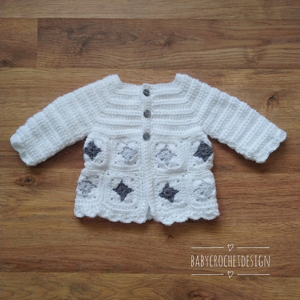 Granny Cardigan Crochet Pattern in Sizes 0-3 Months to 6 Years Digital Download PDF