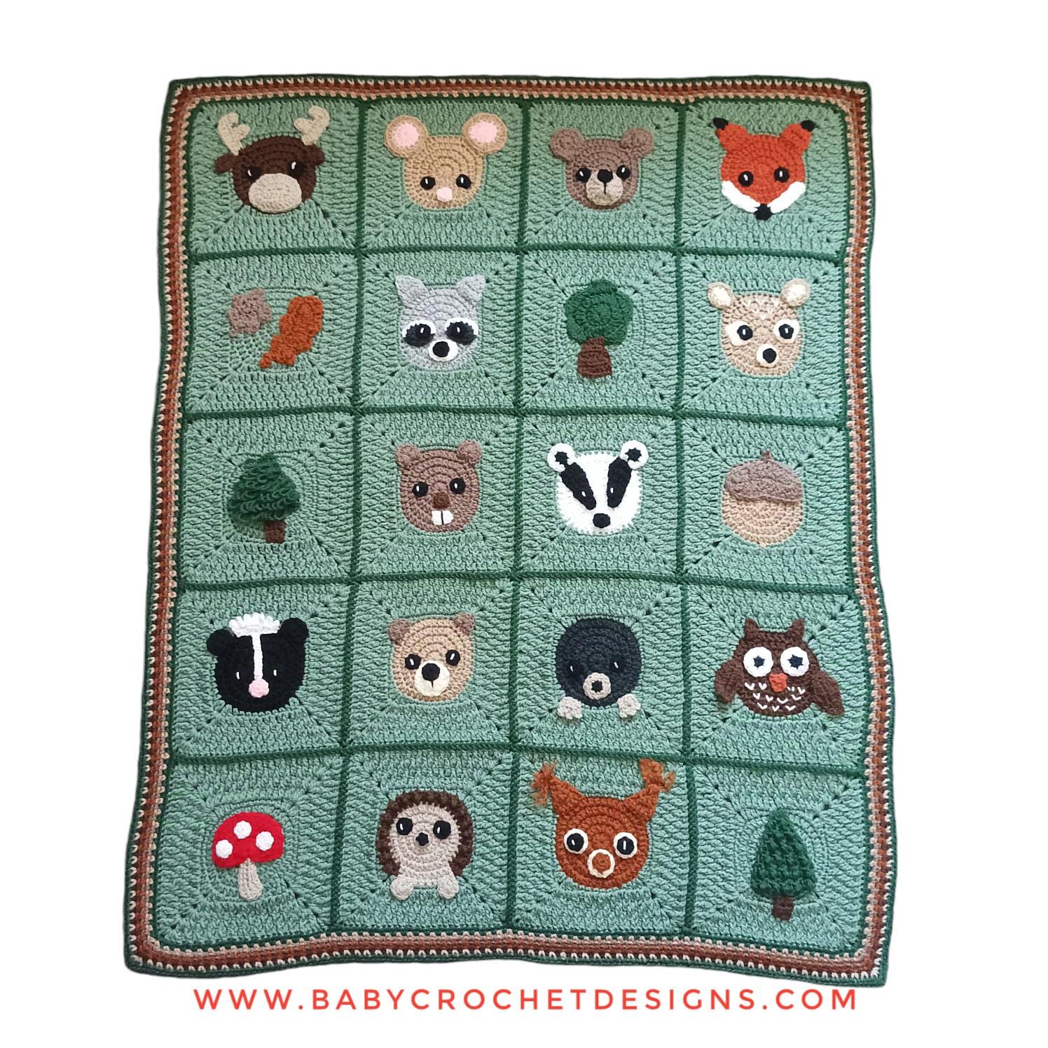 Woodland Baby Blanket Crochet Pattern PDF Digital Download