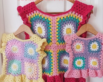 Crazy Daisy Peplum Top Sweater Crochet Pattern Sizes 0-3 months to XL Adult Digital Download PDF