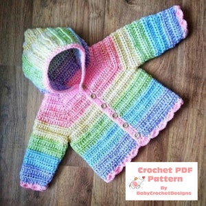 Cozy Hoodie Crochet Pattern in size's preemie to 10 Years Digital Download PDF