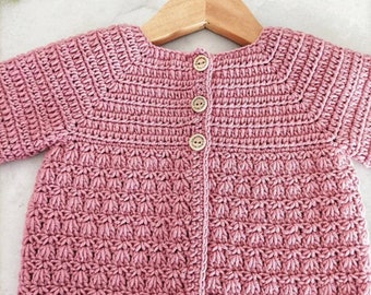 Primrose Cardigan Crochet Pattern in sizes Preemie to 4 Years Digital PDF Download