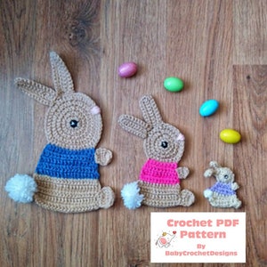 Bunny Applique Crochet Pattern in 3 sizes Digital Download PDF image 3