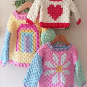 C2C Jumper Girly 3 in 1 Crochet Pattern Sizes 0-3 Months to 5XL Adult PDF Digital download