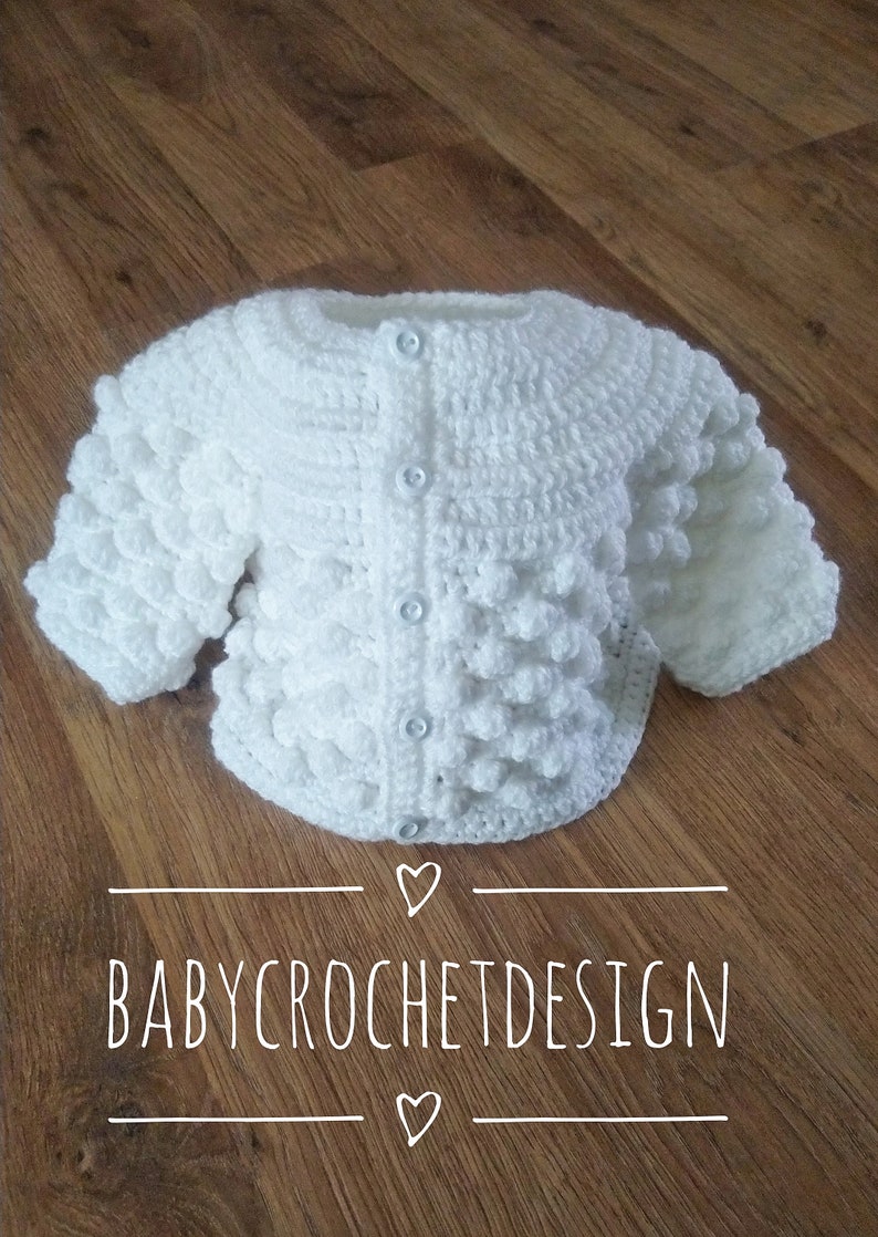 Bobbles Baby Jacket Crochet Pattern in sizes Newborn 03 Etsy