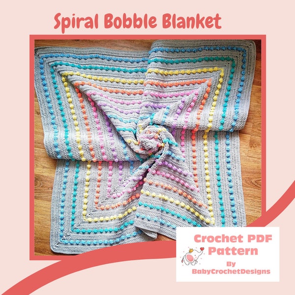 Spiral Bobble Blanket Crochet Pattern Digital Download PDF