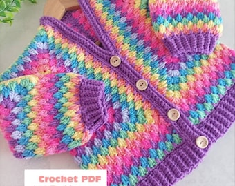 Modèle au crochet Hexi Cardi confortable pour bébé à adulte Téléchargement instantané en PDF