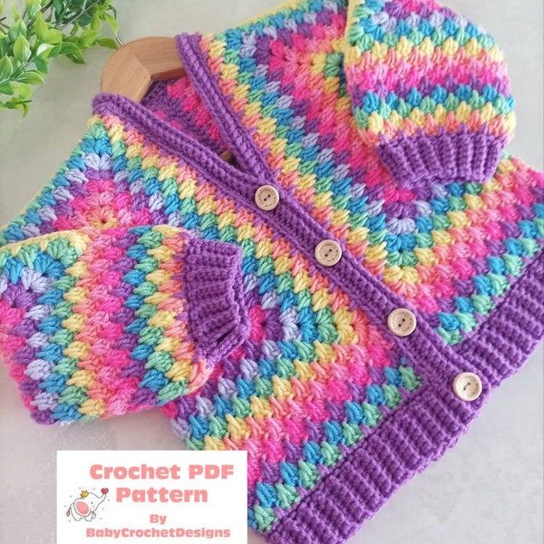 Cosy Hexi Cardi Crochet Pattern Sizes Baby to Adult Instant PDF Download