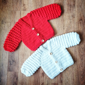 Snowberry Cardigan Crochet Pattern in sizes Preemie to 10 years PDF Digital Download