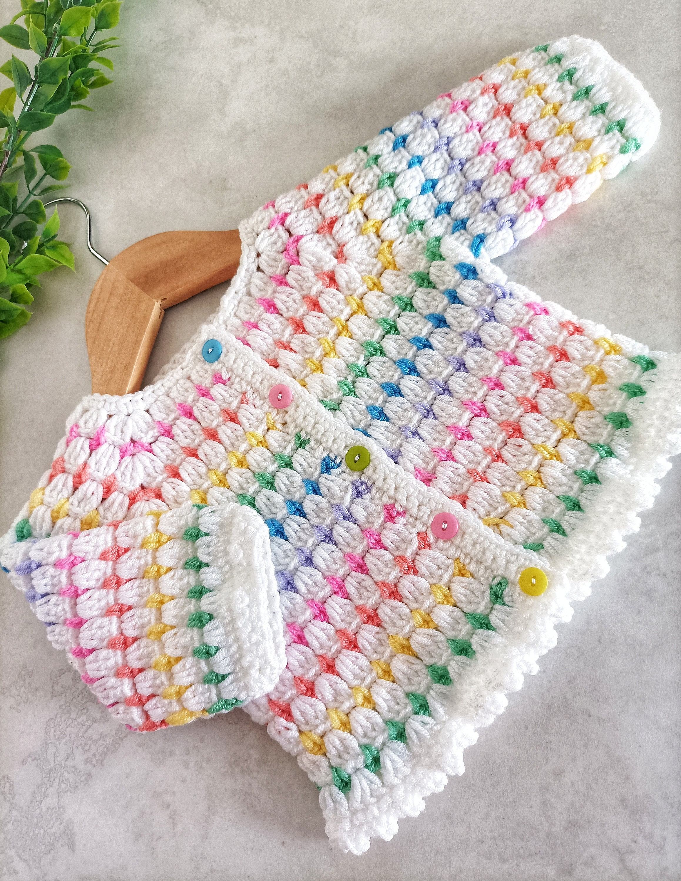 Rainbow Drops Crochet Cardigan Pattern 