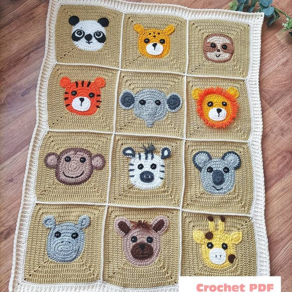 Jungle Baby Blanket Crochet Pattern Digital Download PDF