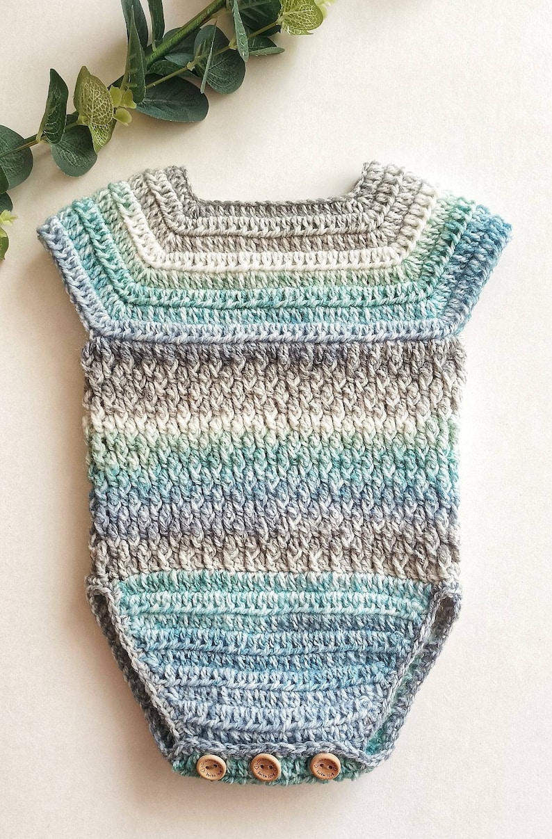 Patrón de crochet para mameluco de bebé alpino, tamaños desde prematuro hasta 2 años, descarga digital en PDF imagen 3