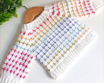 Rainbow Drops Jumper Crochet Pattern Sizes 0-3 Months to 10 years PDF Digital Download