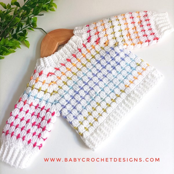 Rainbow Drops Jumper Crochet Pattern Sizes 0-3 Months to 10 years PDF Digital Download