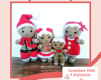 Gingerbread Family Amigurumi Crochet Pattern Digital Download PDF