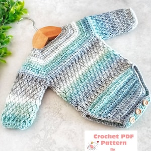 Alpine Baby Romper Crochet Pattern Sizes Preemie to 2 Years Digital Download PDF