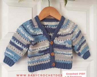 Cosy Cottage Cardigan Crochet Pattern Sizes Newborn to 10 Years PDF Digital Download