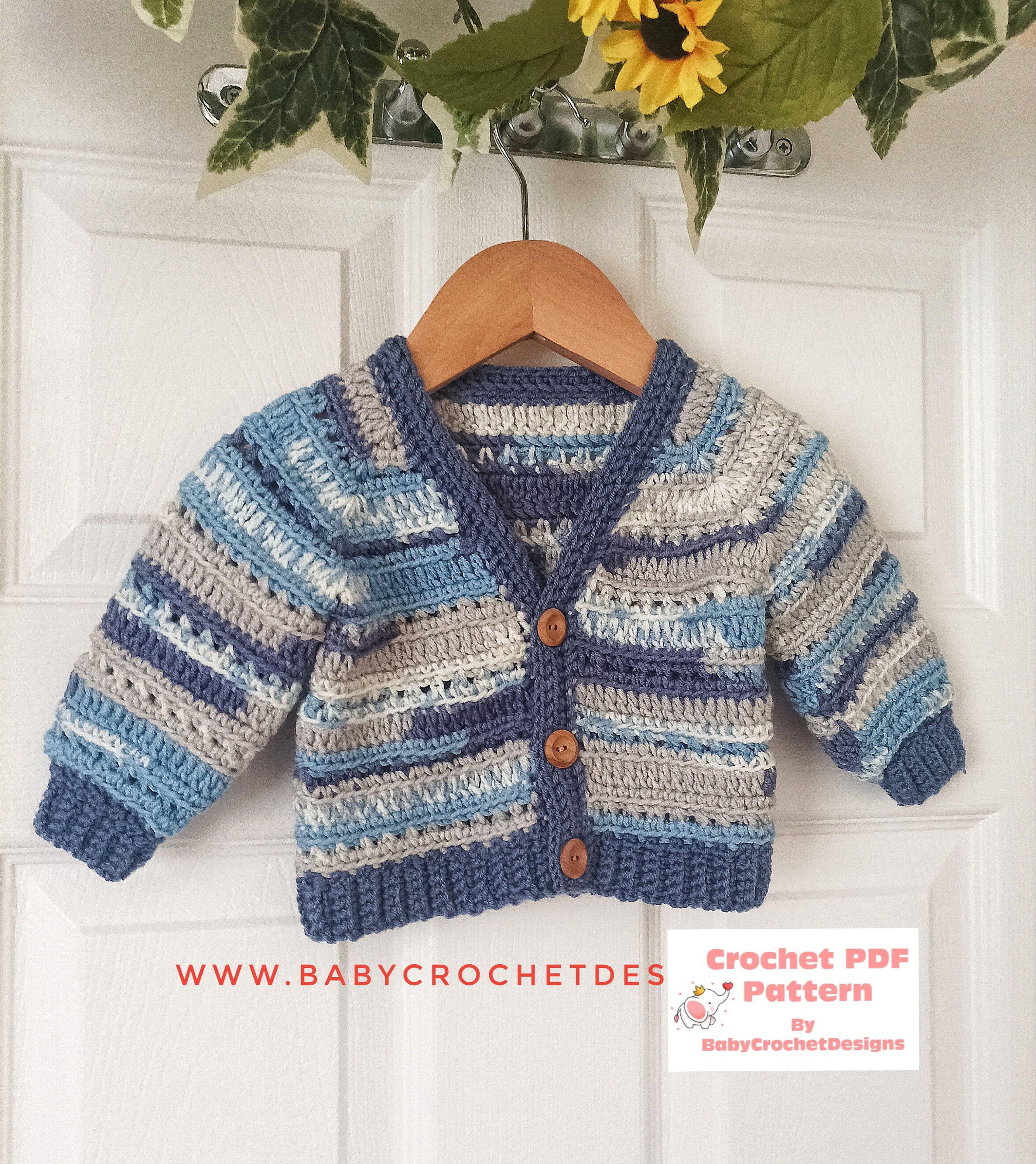 Cosy Cottage Cardigan Crochet Pattern Sizes Newborn to 10 Years PDF Digital Download