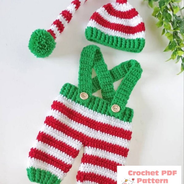 Elf Set Christmas Baby Crochet Pattern in sizes Newborn to 2 Years PDF Digital Download