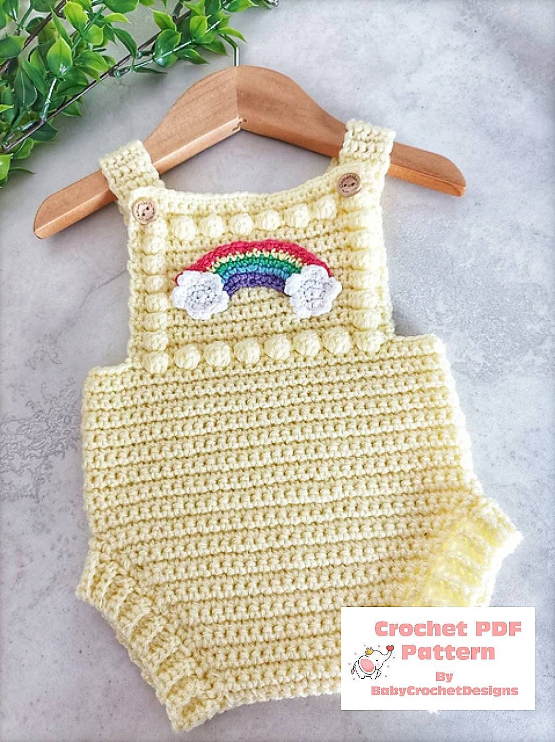Rainbow Bobble Baby Romper Crochet Pattern Digital Download Etsy