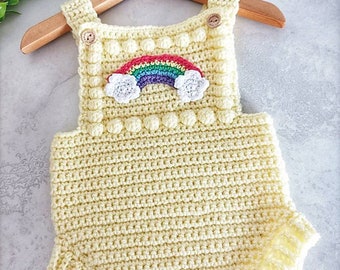 Rainbow Bobble Baby Romper Crochet Pattern Digital Download