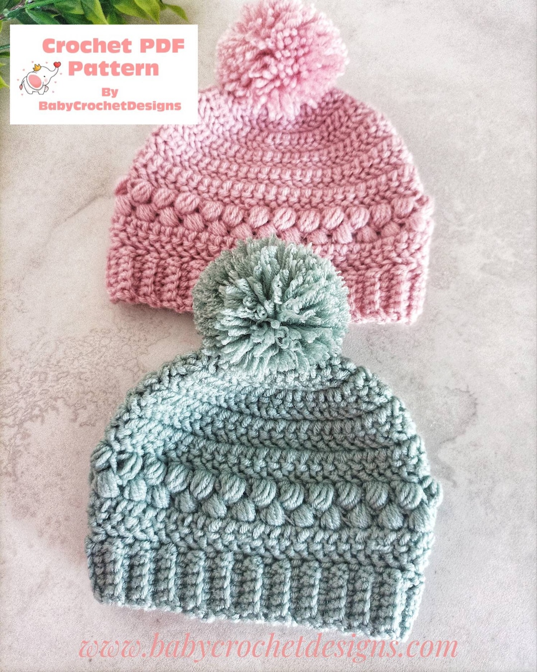 Ayla Beanie Crochet Pattern Preemie to Adult Sizes Digital Download PDF ...