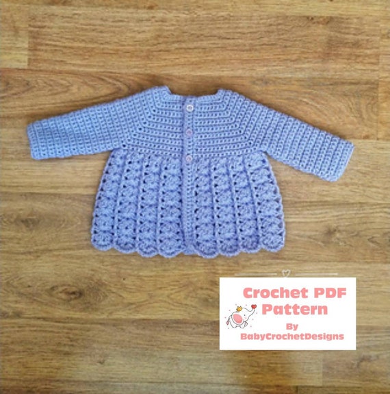 Baby Shell Cardigan Crochet Pattern Sizes Preemie Newborn Etsy Uk