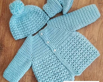 Haakpatroon voor babyvest met muts en laarzen in maat: preemie, newborn, 0-3, 3-6, 6-12 maanden en 1-2 jaar Digitale download pdf