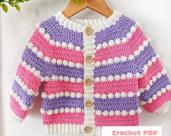 Bobbi Cardigan Crochet Pattern sizes preemie- 10 years PDF digital download