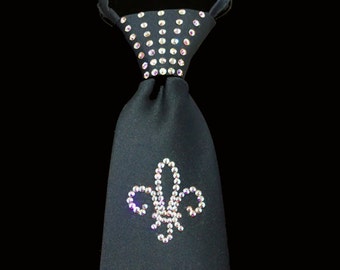 Crystal Necktie - Swarovski Crystal Design - Stylized Fleur-de-Lis