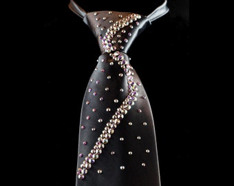 Crystal Necktie - Swarovski Crystal Design - "French Curves"