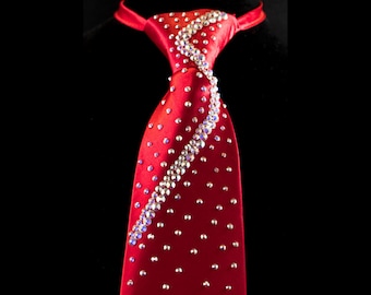 Crystal Necktie - Swarovski Crystal Design - "French Curves"