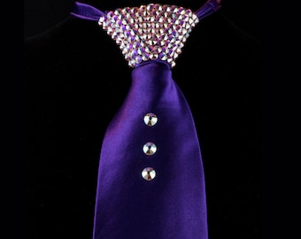 Crystal Necktie - Swarovski Crystal Design - "Three Studs"