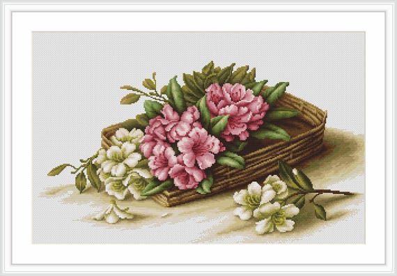 Luca-S Counted Cross Stitch Kit Girl with a Bouquet B1055 Lucas