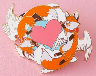 Cute Fox enamel pin badge - 50mm Fox pin badge