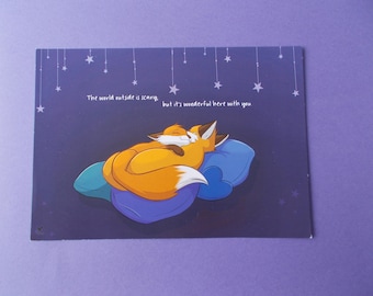 Fox Cuddle Print: A5 Comfort Art