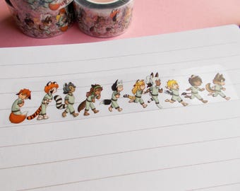 Therian Tail Washi Tape: Chibi Style Decorative PET Tape