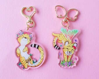 Cute Cheetah Keyrings - 2.5 inch Cheetah Keychain - Cute animal Keychain