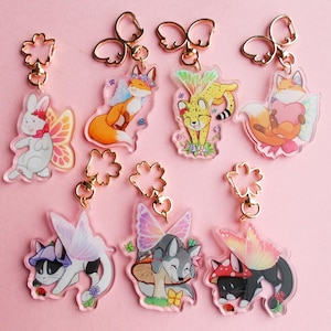 Cute Fairy Animal Keyrings - 2.5 inch Fairy Keychains - Cute animal Keychains
