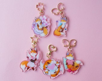 Cute Fox keyrings 2.5 inch set 2