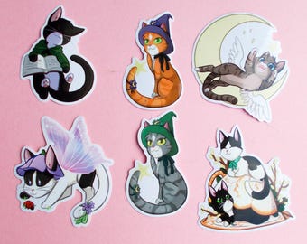 Adesivos de gatos - Adesivos de gatos fofos - Adesivos de animais mágicos