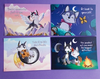 A6 Wolf Motivational print set - Cute Wolf prints - Inspirational print set