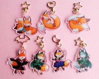 Cute Fox keyrings 2.5 inch - set 3