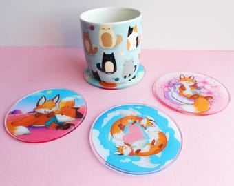 Fox coasters - Acrylic drink coasters