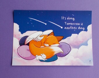 A5 Fox Print: Motivational Sleeping Fox Art